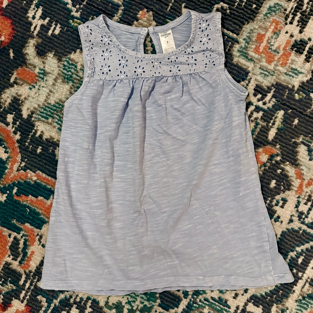 OshKosh B'gosh Light Blue Eyelet Sleeveless Top